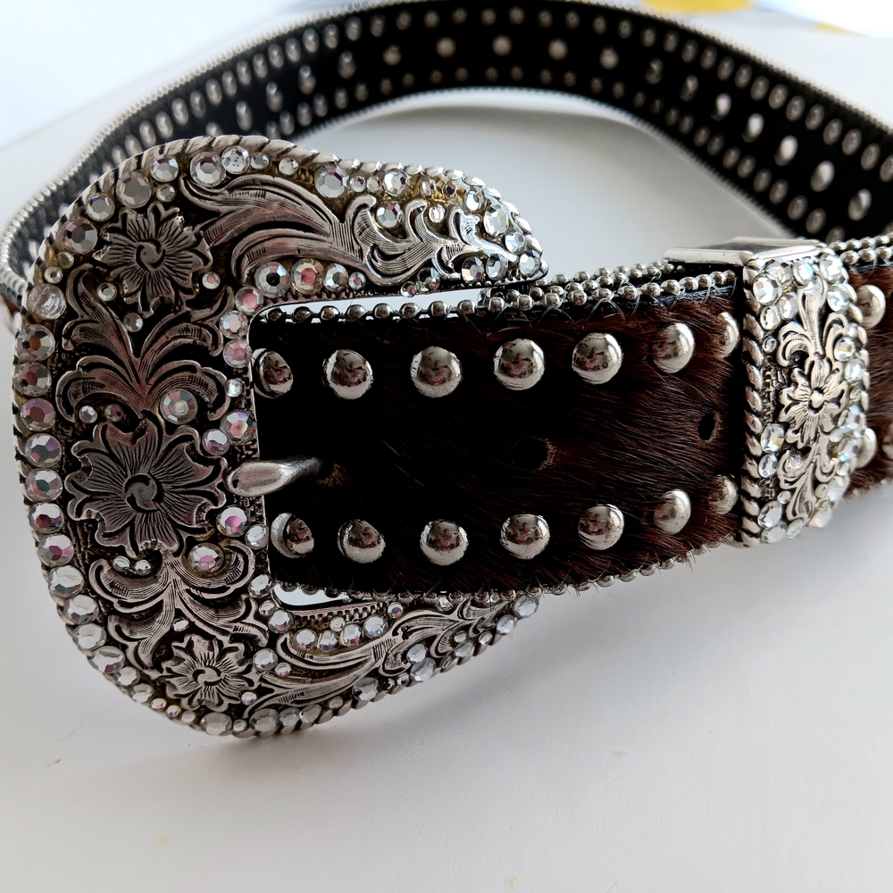 Nocona Silver and Brown Western Belt